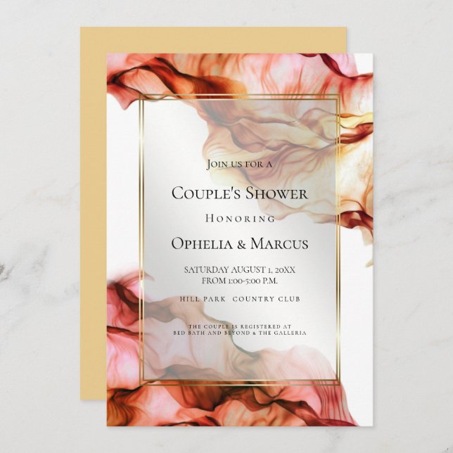 Convites CHÁ casal | Colunas de outono de Abstrato 5 (Frente/Verso)