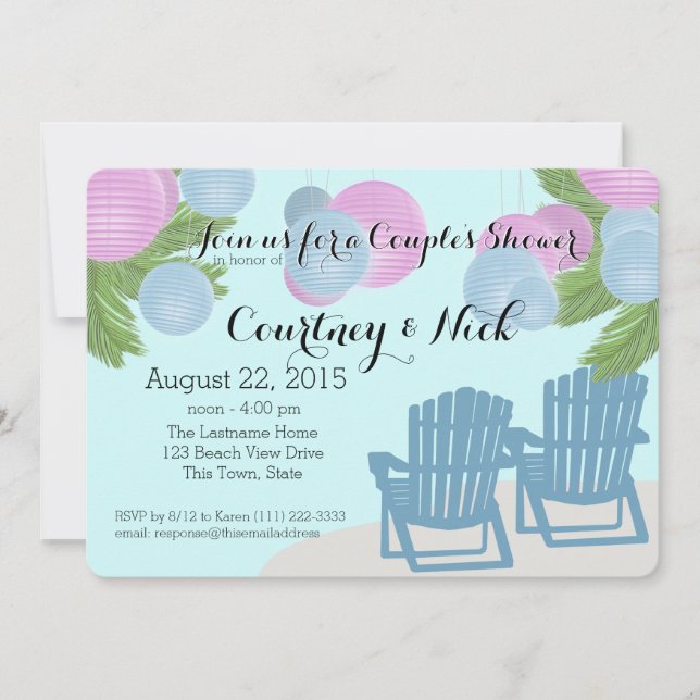 Convites Chá Casal dos Lanternas de Praia (Frente)