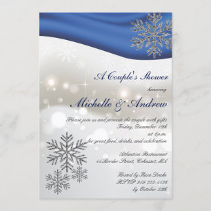 Convites Chá Casal Real Blue Silver Snowflakes