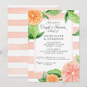 Convites Chá Citrus Pink Grapefruit Watercolor