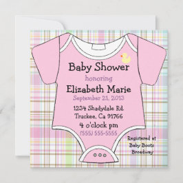 Convites Chá cor-de-rosa do equipamento do bebê