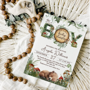 Convites Chá da Adventure Woodland Mushroom Fern Baby Boy