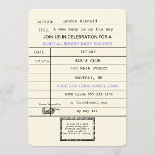 Convites Chá da Biblioteca de Vintagens do Bebê Neutro por 