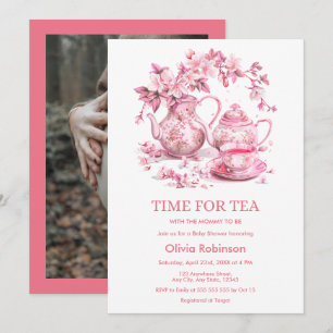 Convites Chá da Flor Teapot Hora do Chá Baby Shower 