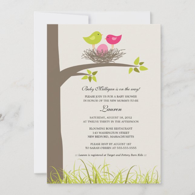 Convites Chá da Nest Baby Girl (Frente)