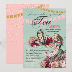 Convites Chá da Noiva Festa Chá Vintage Alice Louco Chapéle