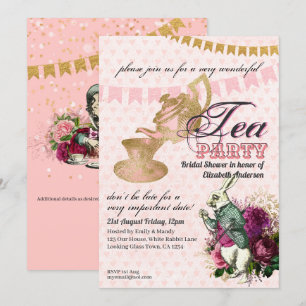 Convites Chá da Noiva Festa Vintage Alice do Chapeleiro Mal