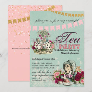 Convites Chá da Noiva Festa Vintage Alice do Chapeleiro Mal
