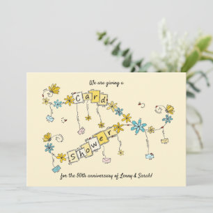 Convites Chá da placa Ouro de aniversário