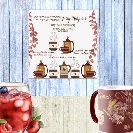 Convites Chá da Tarde com Bule de Barro Festa de Chá de Noi