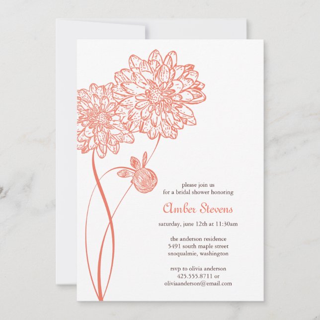 Convites Chá Dahlias/Convite de festas (Frente)