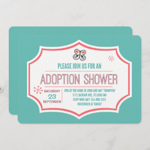 Convites Chá de Adoção Pink Moderno e Borboleta Azul