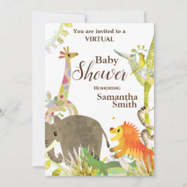 Convites Chá de Arte Tropical de Animais da Selva Coriosos