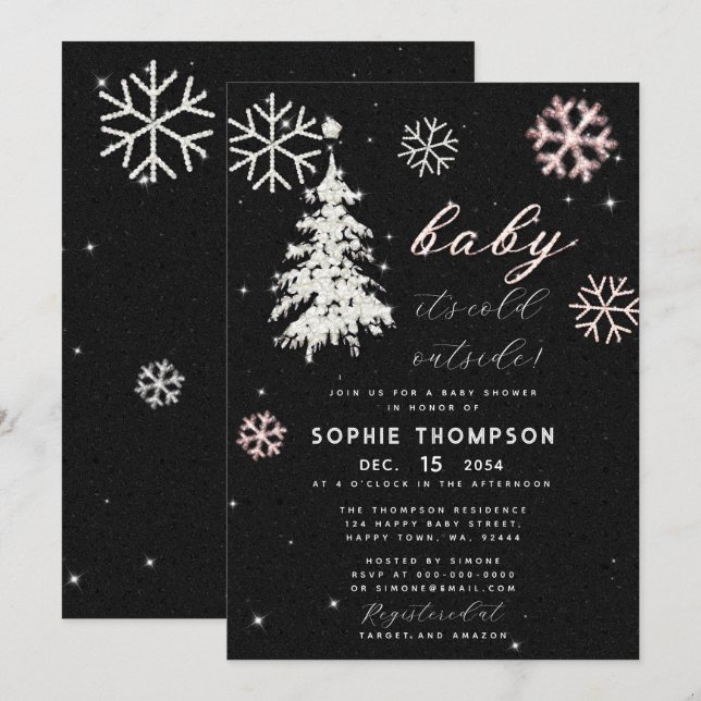 Convites Chá De Árvore De Rinopeta Fria De Bebê (Frente/Verso)