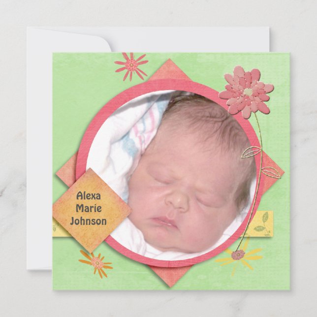 Convites Chá de Baby Girl com foto personalizada (Frente)