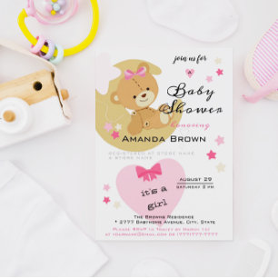 Convites Chá De Bear Love Baby Girl