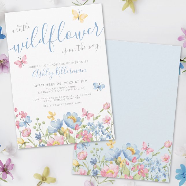 Convites Chá de Bebê A Little Wildflower (A Little Wildflower Boy Baby Shower Invitation)