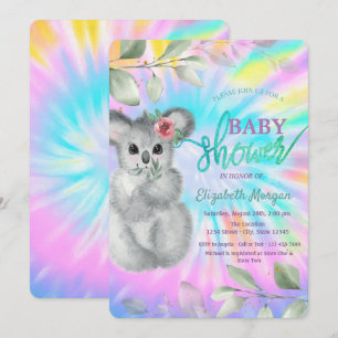 Convites Chá de Bebê Adorável Koala Tie Dye