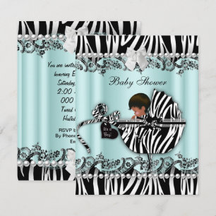 Convites Chá de Bebê Afro-Americano Menino ou Menina Zebra