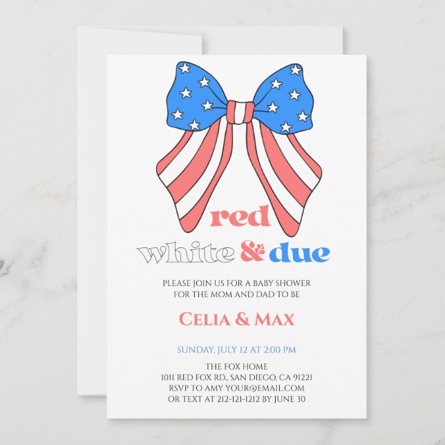 Convites Chá de Bebê Americano do Dia da Independência de 4 (Frente)