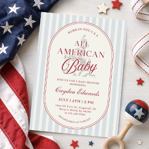 Convites Chá de Bebê Americano no Dia 4 de Julho