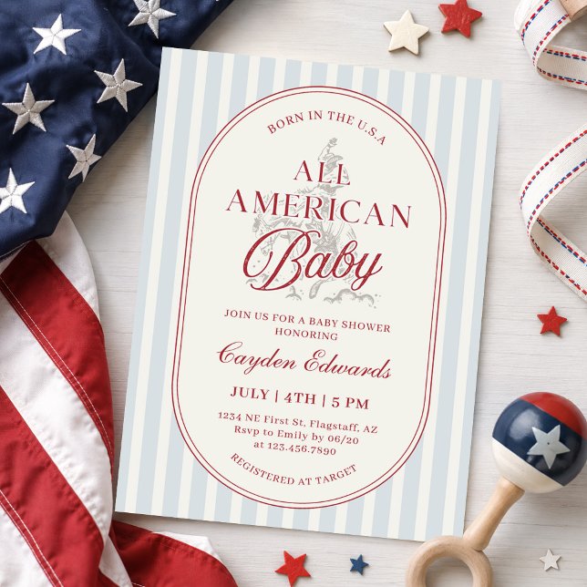 Convites Chá de Bebê Americano no Dia 4 de Julho (Criador carregado)