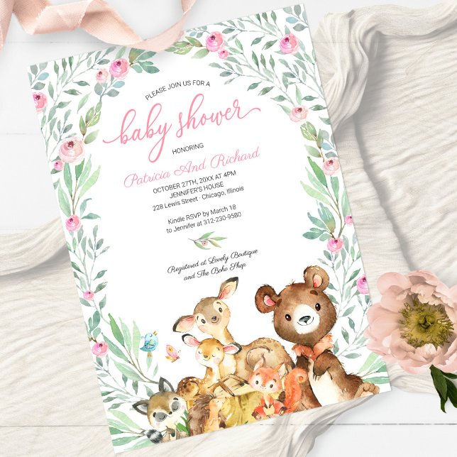 Convites Chá de Bebê Amigos da Floresta Boho (Criador carregado)