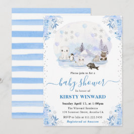 Convites Chá de Bebê Animais Árticos Inverno Aquarela