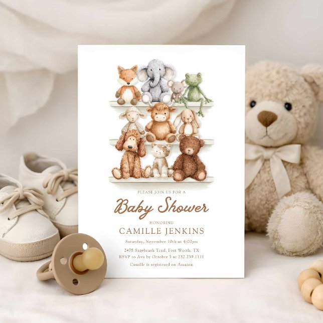 Convites Chá de Bebê Animais da Creche Neutros (Gender Neutral Storybook Baby Shower Invitation)