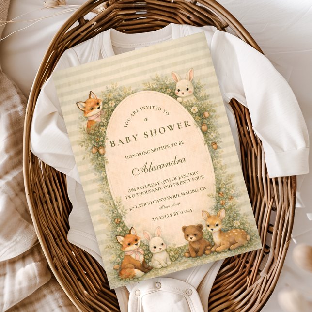 Convites Chá de Bebê Animais da Floresta de Contos de Fadas (Criador carregado)