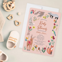 Chá de Bebê Animais da Floresta Rosa 