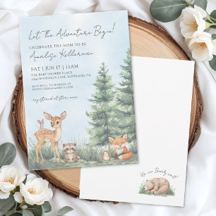 Convites Chá de Bebê Animais Floresta Aquarela