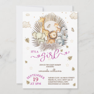 Convites Chá De Bebê Animal Safari Selgle