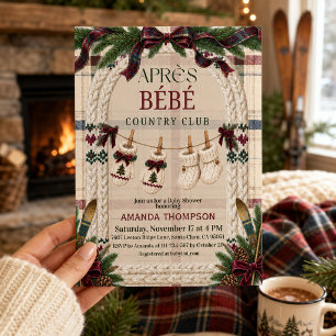 Convites Chá de Bebê Après Bébé Country Preppy Ski Lodge