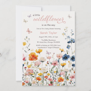 Convites Chá de Bebê Aquarela de Flores Silvestres Rústicas
