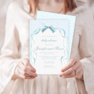 Convites Chá de bebê arco azul-claro