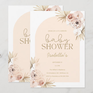 Convites Chá de Bebê Arco Floral Boho Pastel