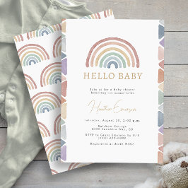 Convites Chá de Bebê Arco-íris Boho