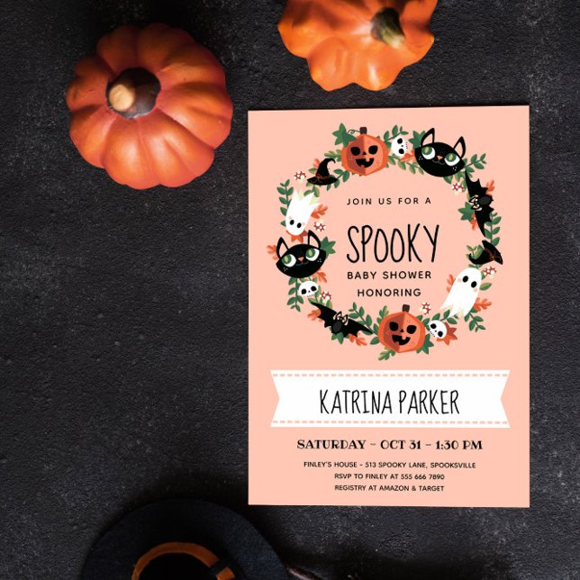 Convites Chá de Bebê Assustador de Halloween Menina Bebê  (Criador carregado)