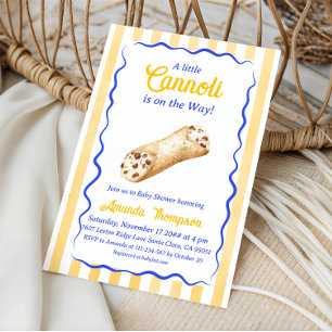 Convites Chá de Bebê Azul Amarelo Pequeno Cannoli Italiano
