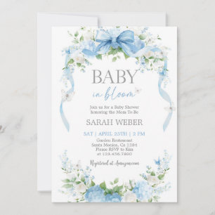 Convites Chá de Bebê Azul Baby in Bloom