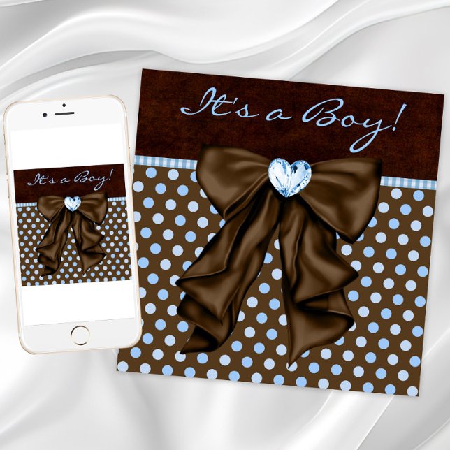 Convites Chá de Bebê Azul Castanho (Baby Blue Brown Baby Shower Invitation. Instant download and printed invitations available.)