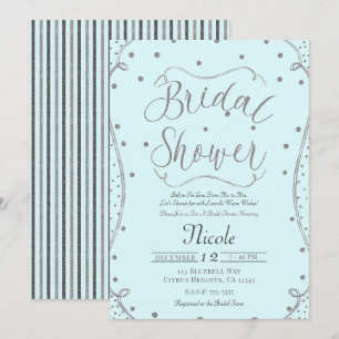 Convites Chá de Bebê Azul Claro e Prata