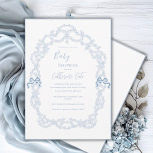 Convites Chá de Bebê Azul Floral Caprichoso