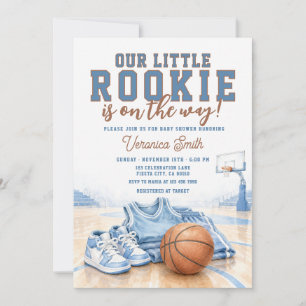 Convites Chá de Bebê Azul Menino Novato de Basquete
