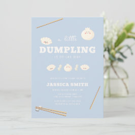 Convites Chá de Bebê Azul Moderno Kawaii Bao Dumpling 