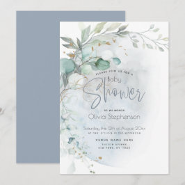 Convites Chá de Bebê | Azul Posto Sobre A Lua