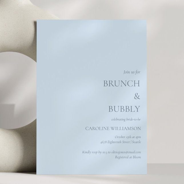 Convites Chá de Bebê Azul Suave e Espumante Brunch (Criador carregado)