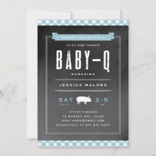 Convites Chá de bebê Baby BBQ Gingham misto