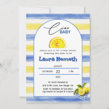 Chá de Bebê Baby Blue & Listras Amarelas Limão